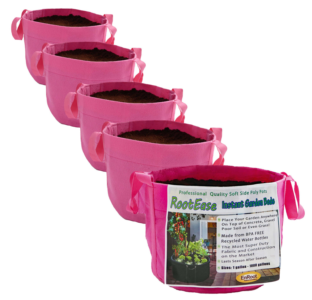 3 Gallon (MORE COLORS AVAILABLE) - 5 Pack Garden Planting Aeration Fabric Pot, Heavy Duty Durable Grow Bags / Planter, Raised Bed Gardening, Best Air-Pruning Root Treatment Eco-Friendly Grow Bags with Handles
